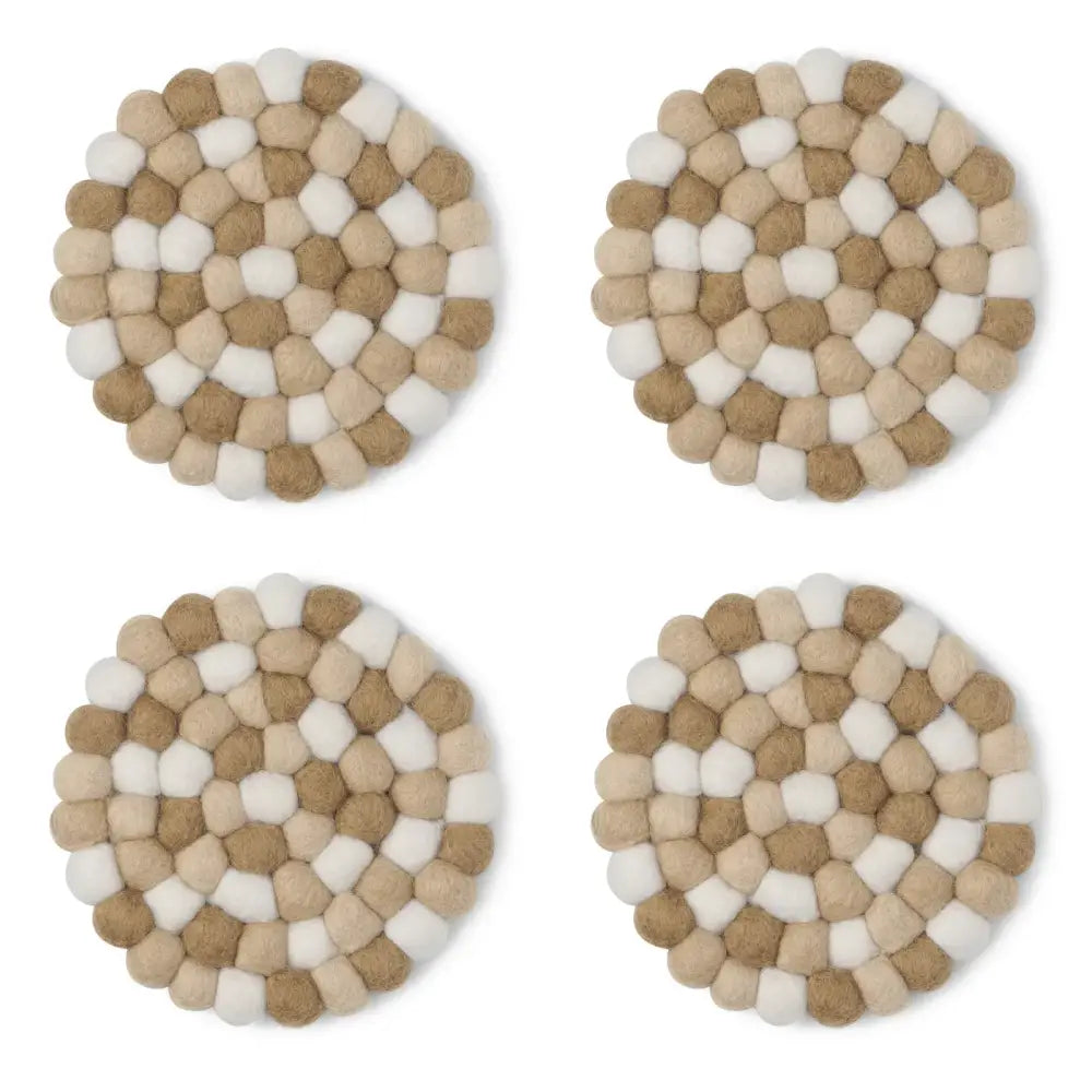 Torre & Tagus - Modwool Felt Ball Coasters Taupe + White