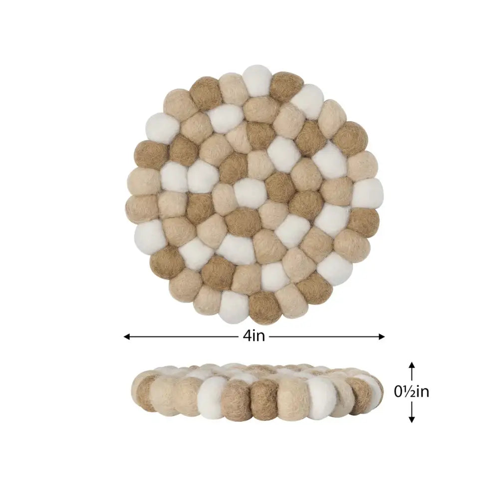 Torre & Tagus - Modwool Felt Ball Coasters Taupe + White