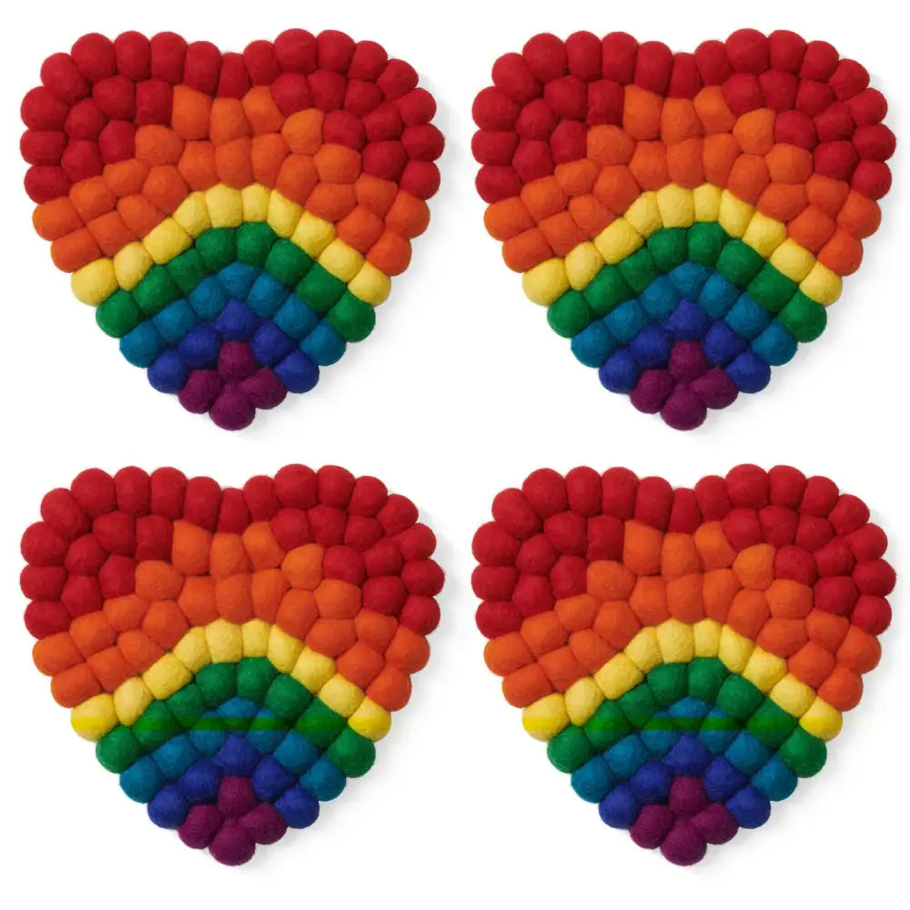 Modwool Felt Ball Heart Coasters - PABOOM
