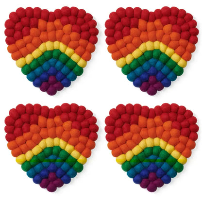 Modwool Felt Ball Heart Coasters - PABOOM