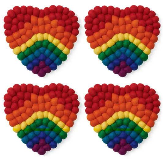 Modwool Felt Ball Heart Coasters - PABOOM