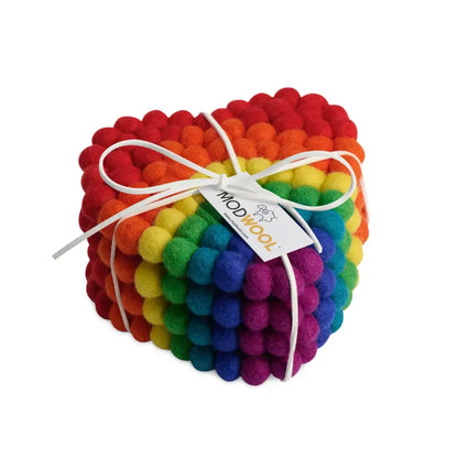 Modwool Felt Ball Heart Coasters - PABOOM