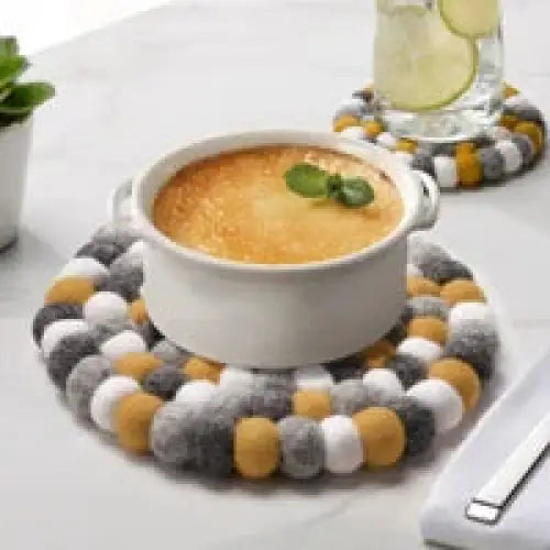 Modwool Felt Ball Trivet Yellow - PABOOM