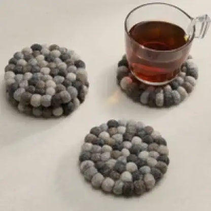 Wool Natural Felt Ball Coasters Set - PABOOM