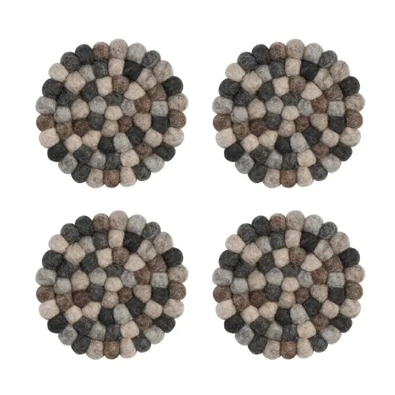 Wool Natural Felt Ball Coasters Set - PABOOM