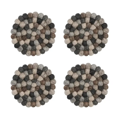 Wool Natural Felt Ball Coasters Set - PABOOM