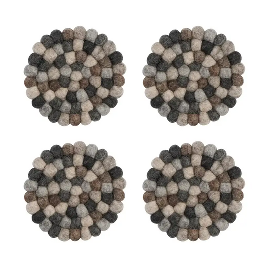 Wool Natural Felt Ball Coasters Set - PABOOM