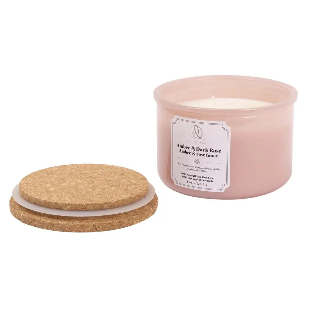 3 Wick Scented Candle With Cork Lid - Amber & Dark Rose