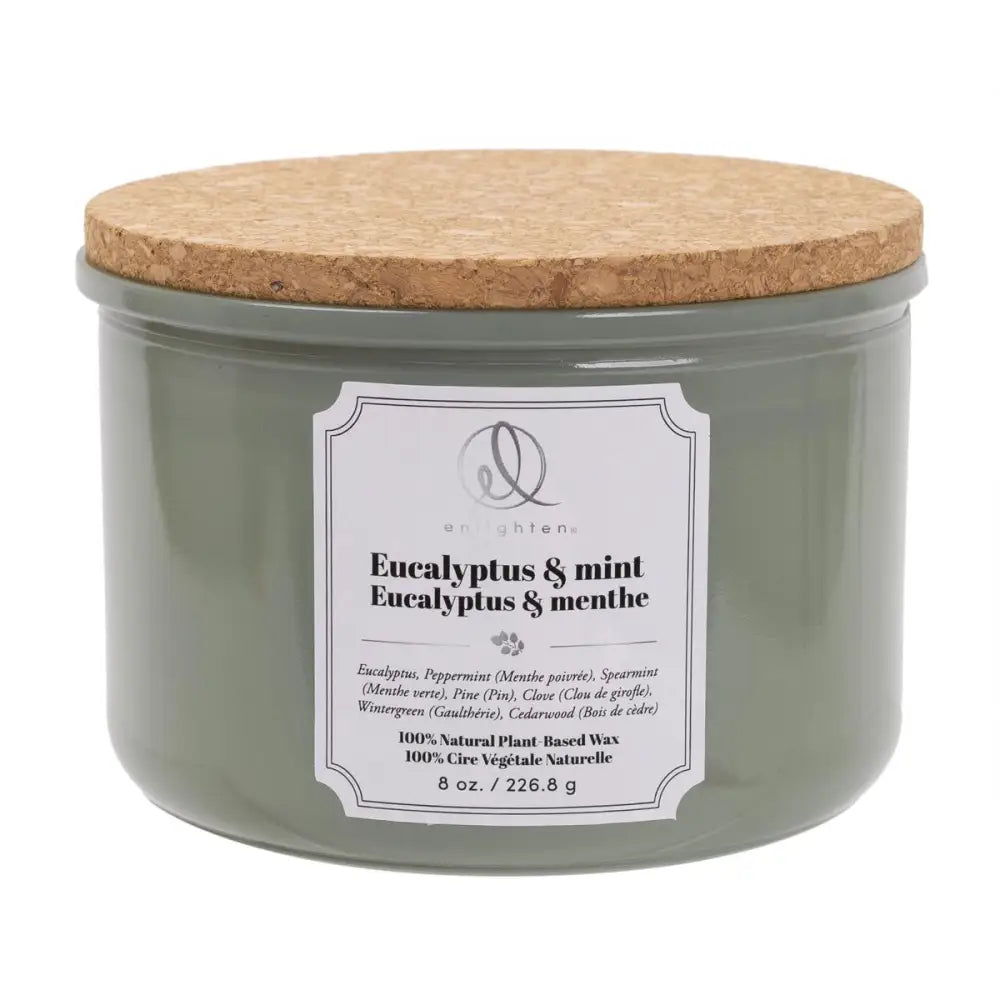3 Wick Aromatic Scented Candle With Cork Lid Eucalyptus Mint - PABOOM