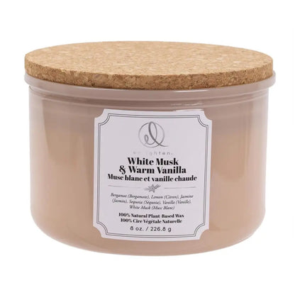 3 Wick Scented Candle With Cork Lid - Musk & Vanilla