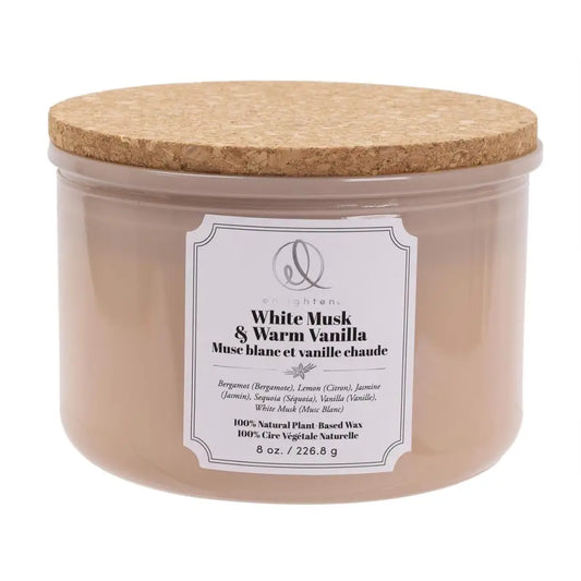 3 Wick Scented Candle With Cork Lid - Musk & Vanilla