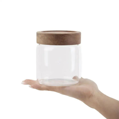 Acacia Lid Glass Jar - 350ml