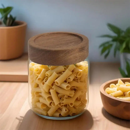 Acacia Lid Glass Jar - 600ml