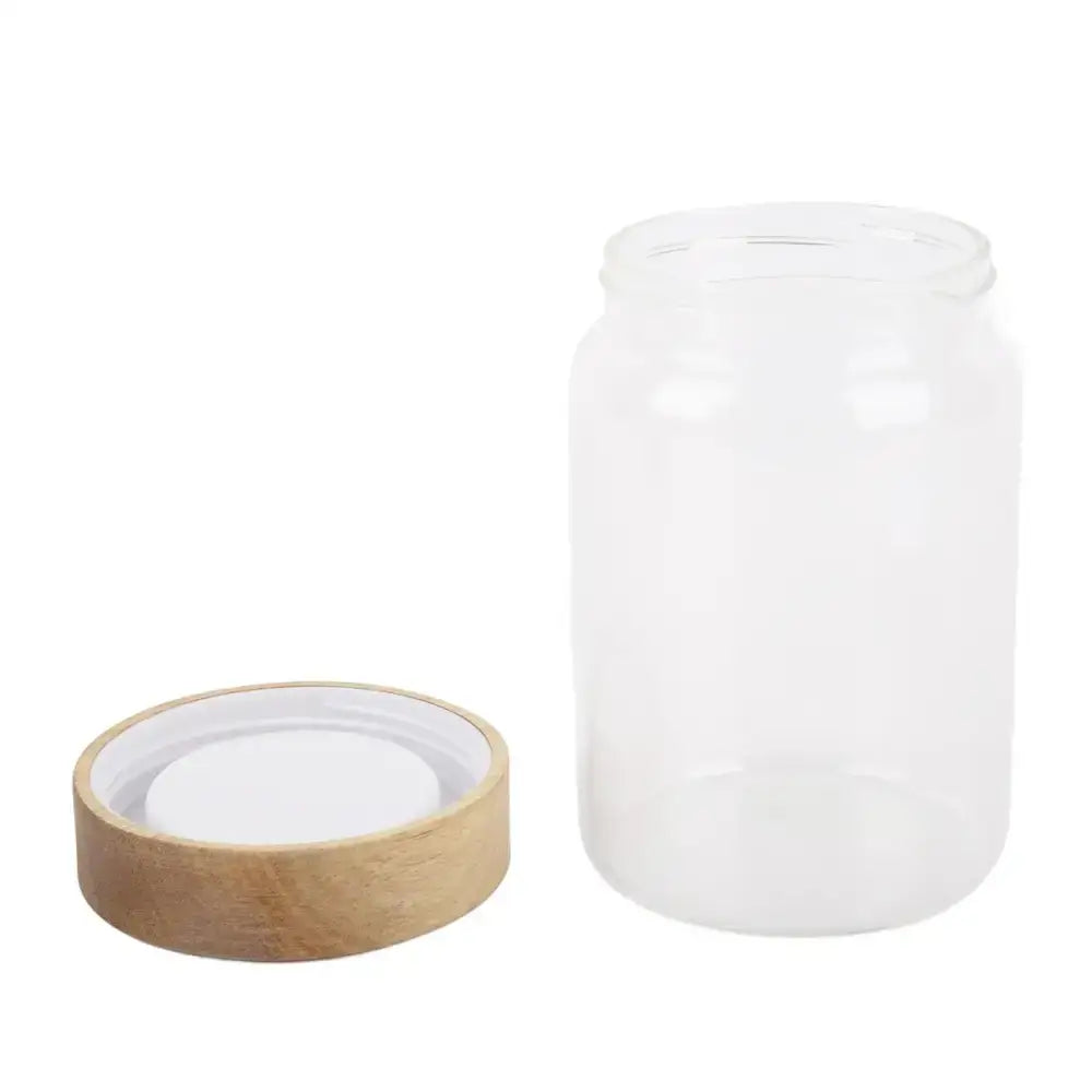 Acacia Lid Glass Jar - 600ml