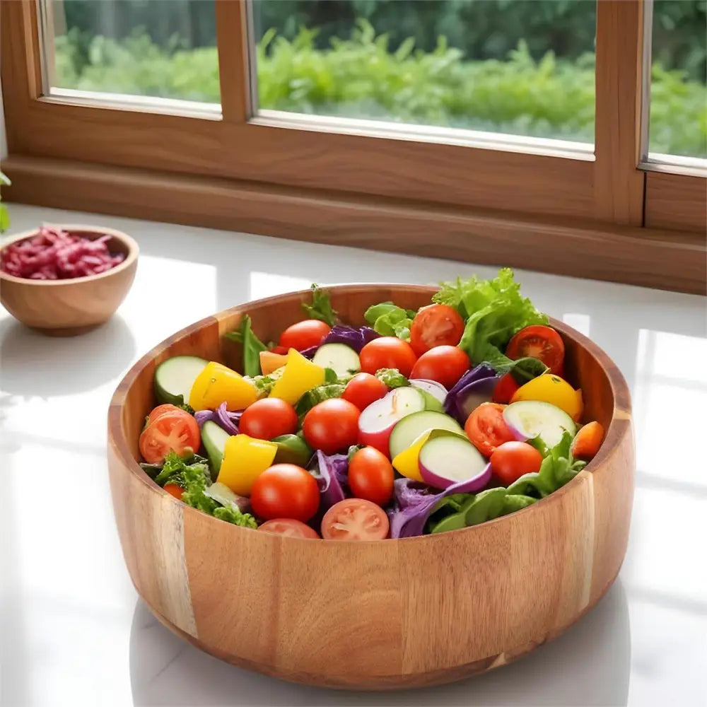 TRUU DESIGN - Acacia Wood Serving Bowl 9.5x3.15”