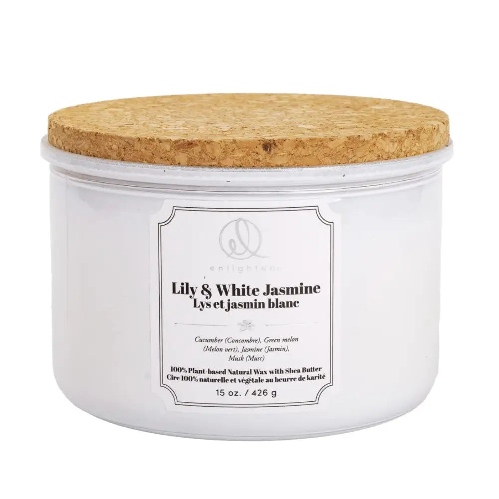 Candle With Wood Lid 3 Wick Lily + White Jasmine - PABOOM