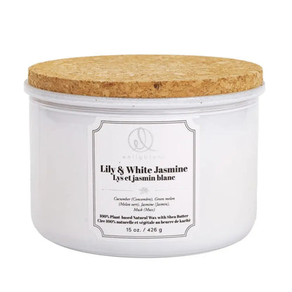 Candle With Wood Lid 3 Wick Lily + White Jasmine - PABOOM