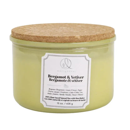 Candle With Wood Lid 3Wick Bergamot & Vetiver - PABOOM
