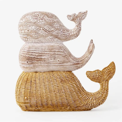 TRUU DESIGN - Carved Stacked Whales Natural