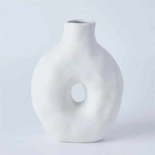 Ceramic Donut Vase Matte White - PABOOM