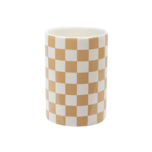 Checkered Cylinder Wheat Vase - PABOOM