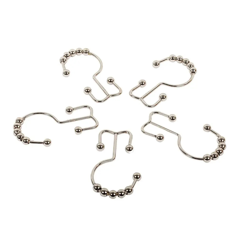 Chrome Roller Shower Curtain Hooks - PABOOM