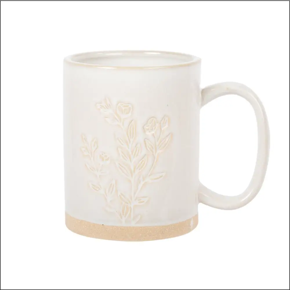 Embossed Botanical Mug White - PABOOM