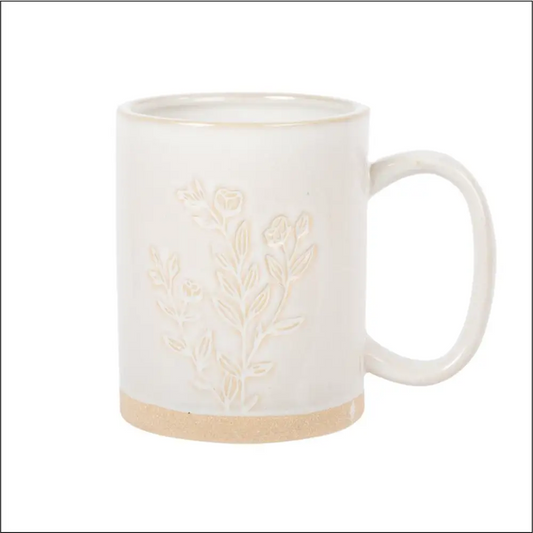 Embossed Botanical Mug White - PABOOM