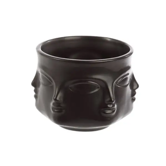Faces Porcelain Planter - Black