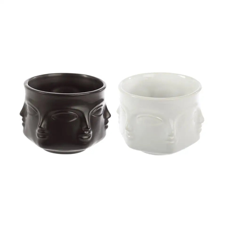Faces Porcelain Planter - Black