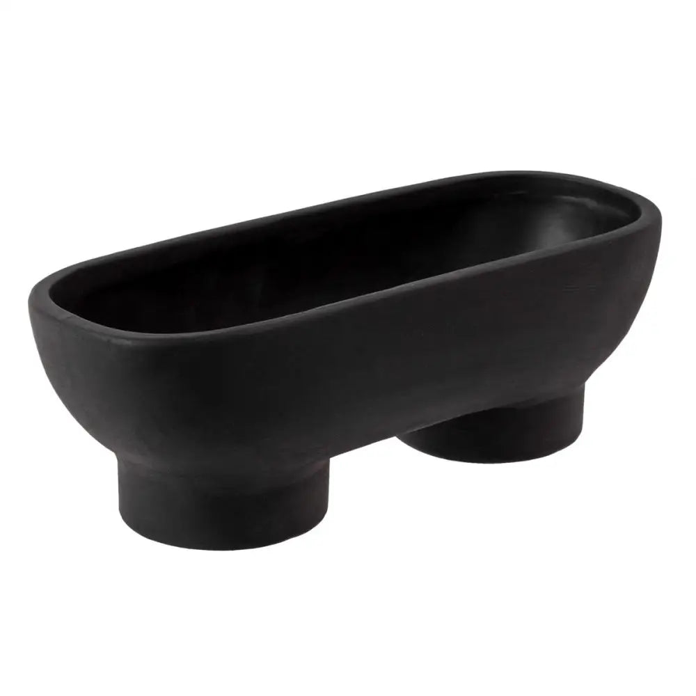 Footed Wide Black Planter Bowl - PABOOM
