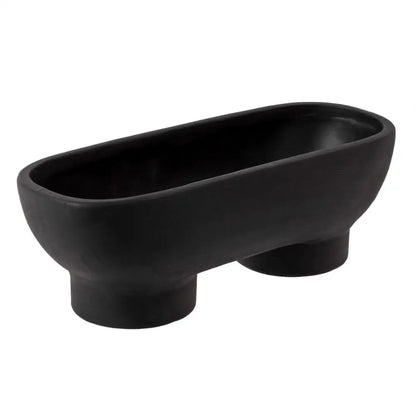 Footed Wide Black Planter Bowl - PABOOM