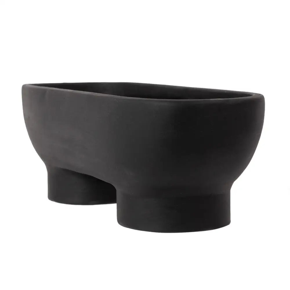 Footed Wide Black Planter Bowl - PABOOM