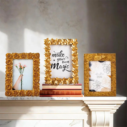 Gold 3D Flower Photo Frame - PABOOM