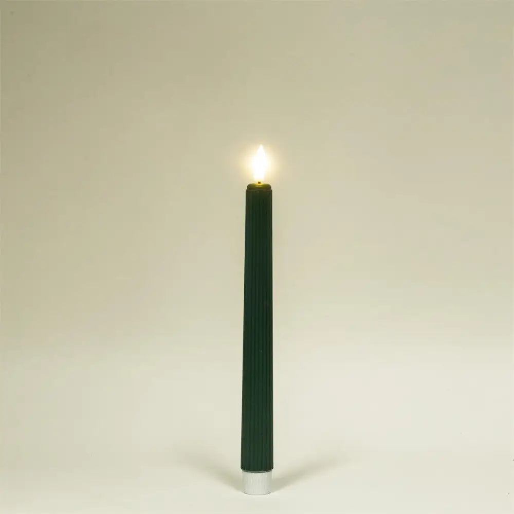 LED Ridged Taper Candles Green - PABOOM