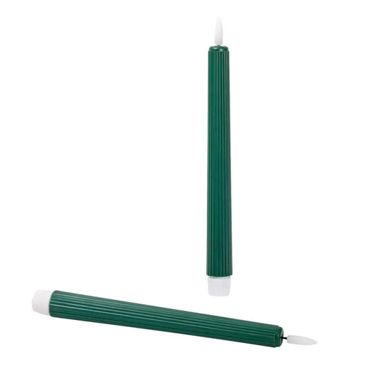 LED Ridged Taper Candles Green - PABOOM