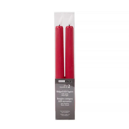 LED Ridged Taper Candles Warm Red - PABOOM