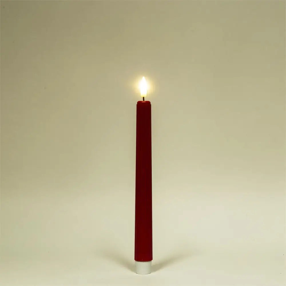 LED Ridged Taper Candles Warm Red - PABOOM