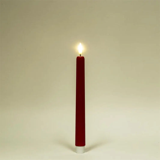 LED Ridged Taper Candles Warm Red - PABOOM