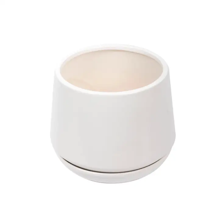 Matte White Planter with Saucer - PABOOM