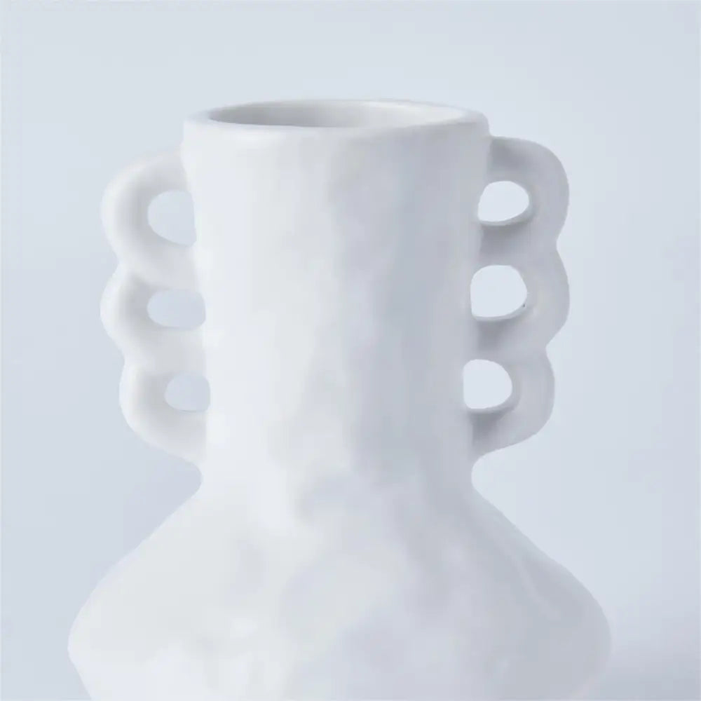 Matte White Vase with Loops - PABOOM