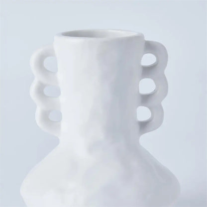Matte White Vase with Loops - PABOOM