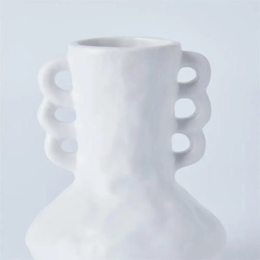 Matte White Vase with Loops - PABOOM