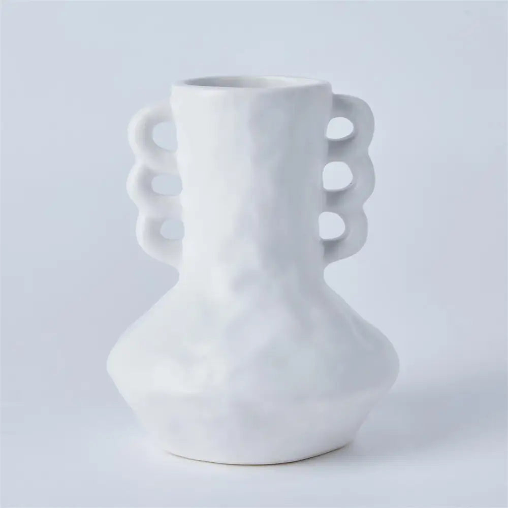 Matte White Vase with Loops - PABOOM