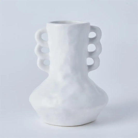 Matte White Vase with Loops - PABOOM