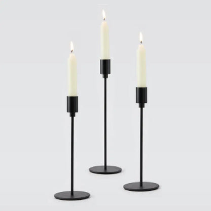 Metal Black Taper Candle Holder - 9"