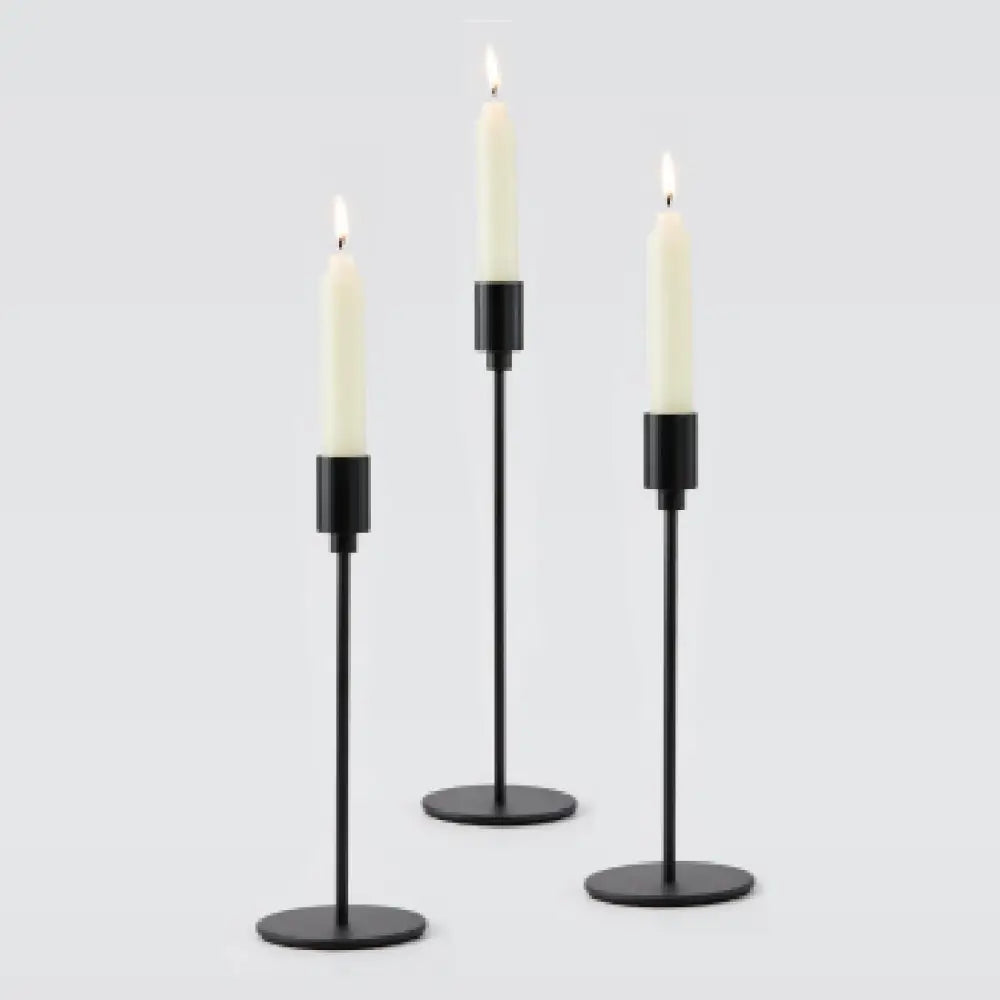 Metal Black Taper Candle Holder - 13"