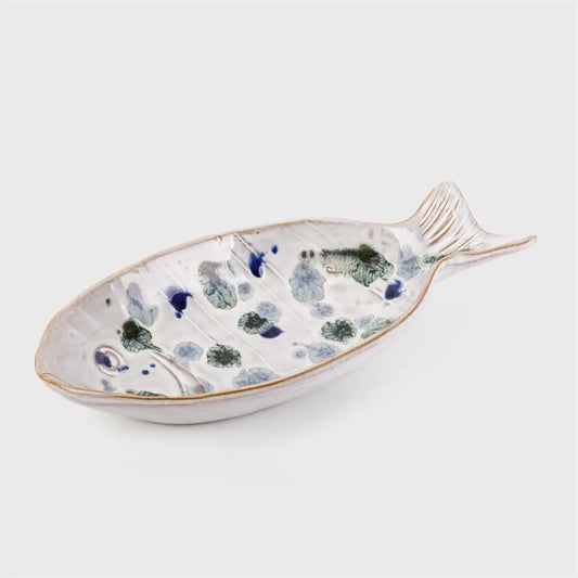 Mottled Glaze Fish Dish - Large