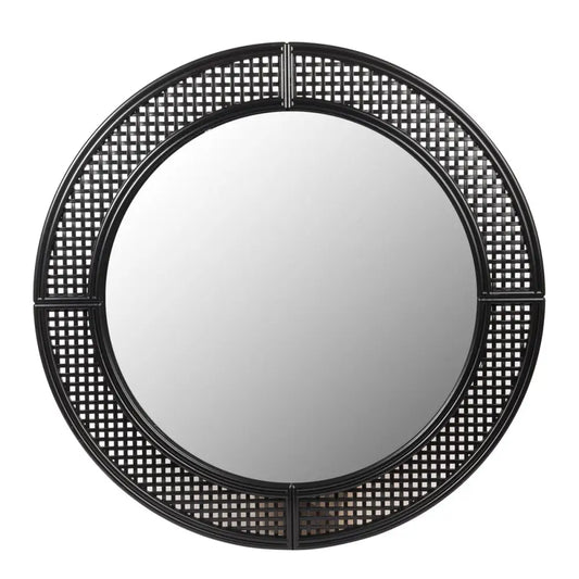 Rattan-Look Round Mirror - PABOOM