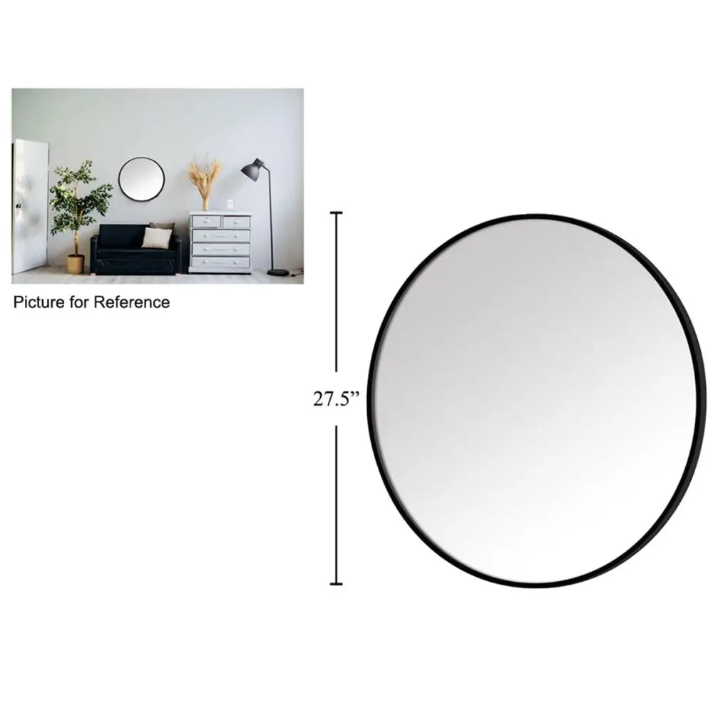 Round Wall Mirror Black - PABOOM